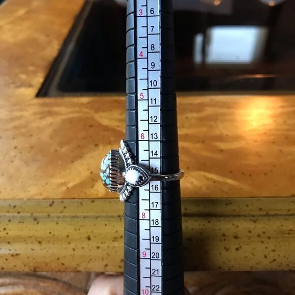 Natural White Buffalo Royston Turquoise Sterling Silver Ring Size 7 - Picture 4 of 9